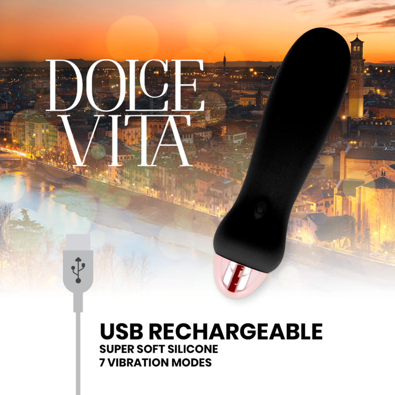 DOLCE VITA - AUFLADBARER VIBRATOR FÜNF SCHWARZ 7 GESCHWINDIGKEITEN – Bild 3