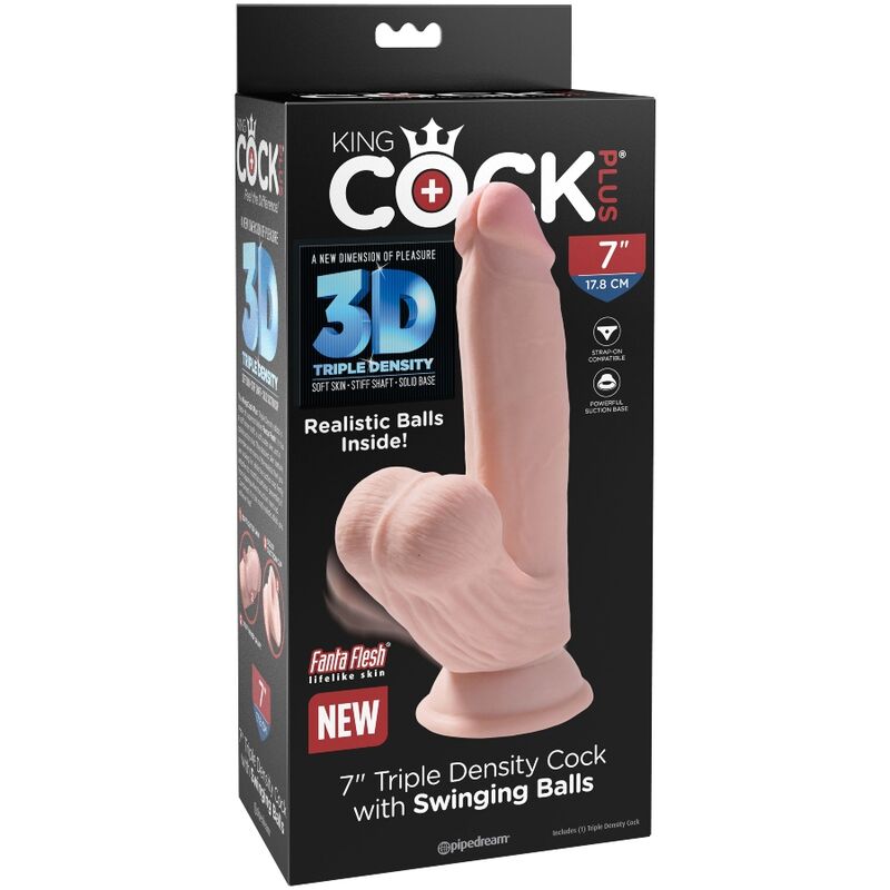 KING COCK - PLUS 3D DILDO SWINGING BALLS 15.2 CM HELLE HAUT – Bild 4