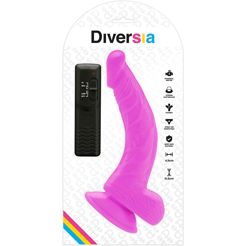 DIVERSIA - FLEXIBLER VIBRIERENDER DILDO LILA 21.5 CM -O- 4.5 CM – Bild 6
