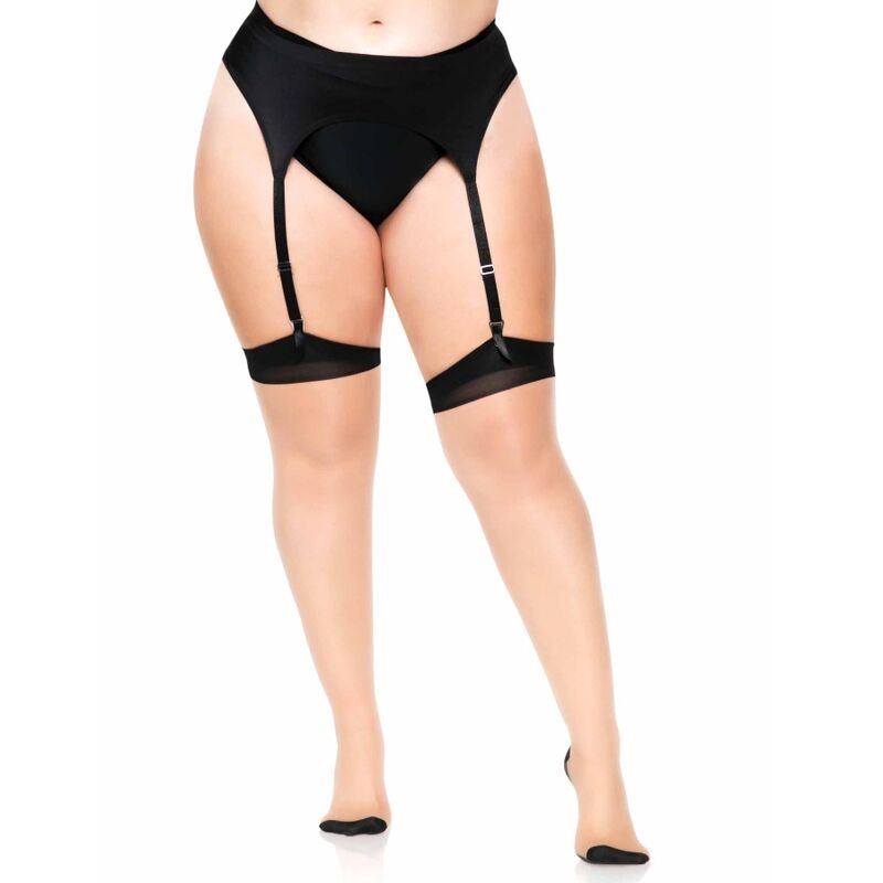 LEG AVENUE - PLUS LYCRA DURCHSICHTIGES 2-TON-OBERKEITENHOCHWERTIGES MIT RÜCKENNAHT UND KUBANISCHEM ABSATZ – Bild 3