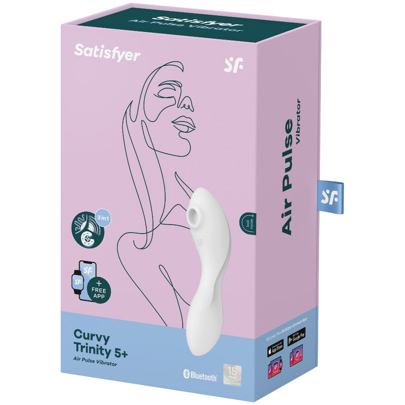 SATISFYER CURVY TRINITY 5 AIR PULSE STIMULATOR & VIBRATOR APP - WHITE – Bild 3