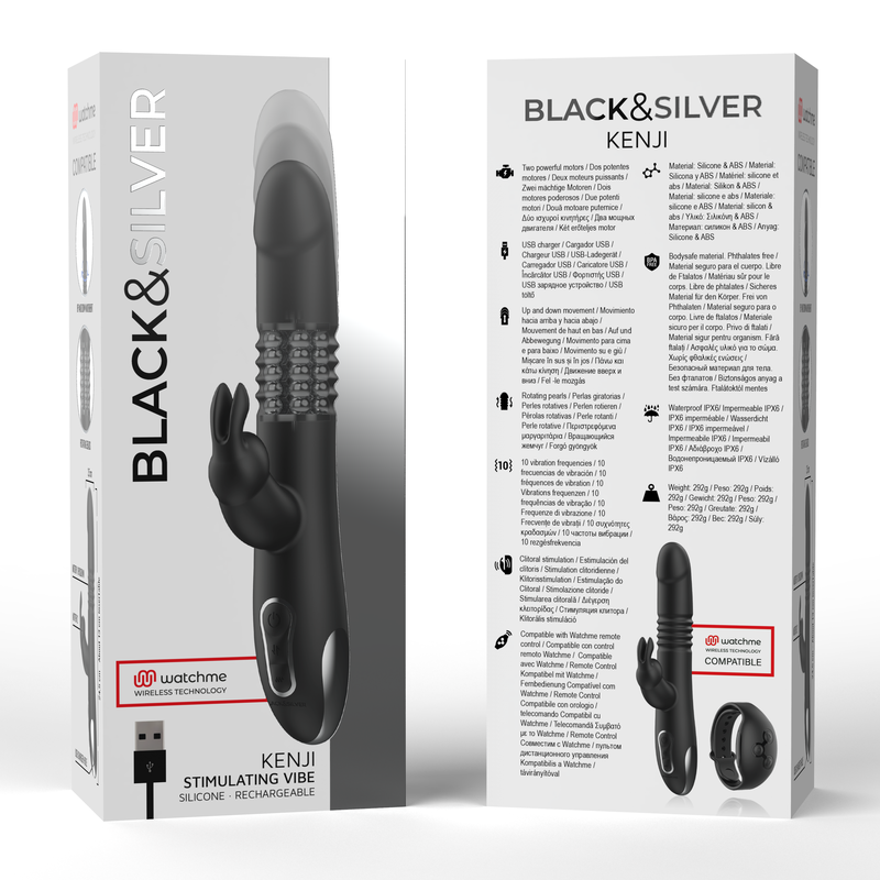 BLACK&SILVER - KENJI RABBIT-VIBRATOR UP & DOWN + WATCHME-FERNBEDIENUNG – Bild 6