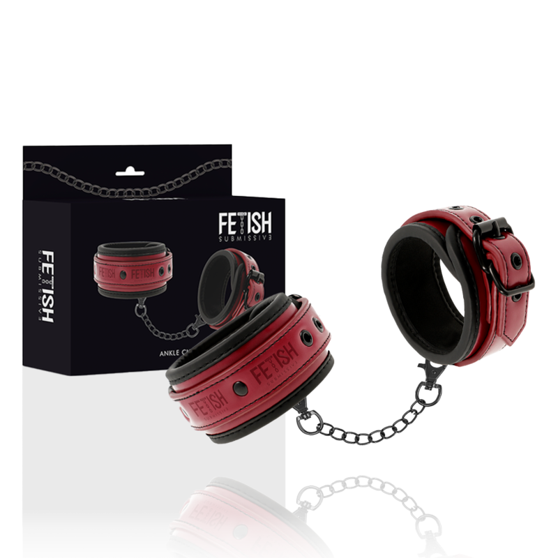 FETISH SUBMISSIVE DARK ROOM - KNÖCHELHANDSCHELLEN AUS VEGANEM LEDER MIT NEOPRENFUTTER – Bild 4