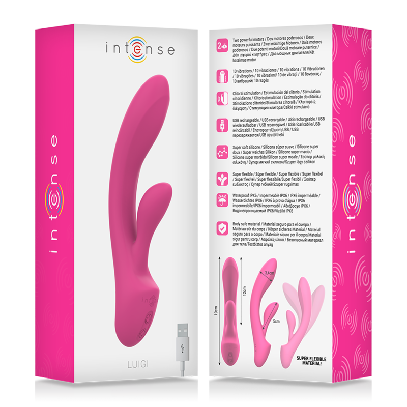 INTENSE - LUIGI RABBIT VIBRATOR ROSA FLÜSSIGES SILIKON – Bild 7