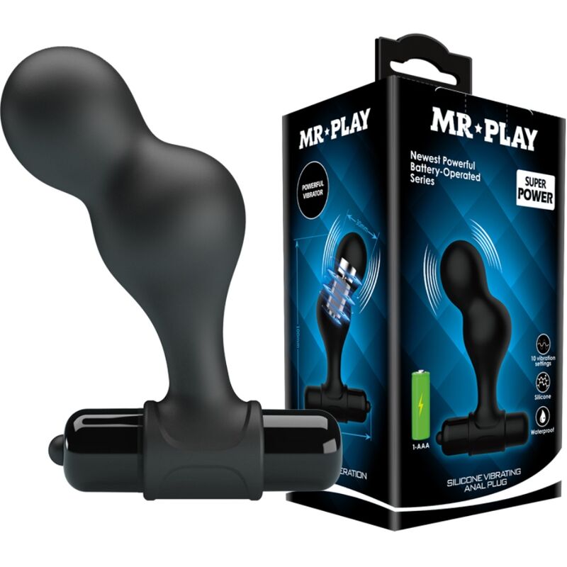 MR PLAY - SCHWARZER SILIKON-VIBRATOR-ANALSTECKER – Bild 9