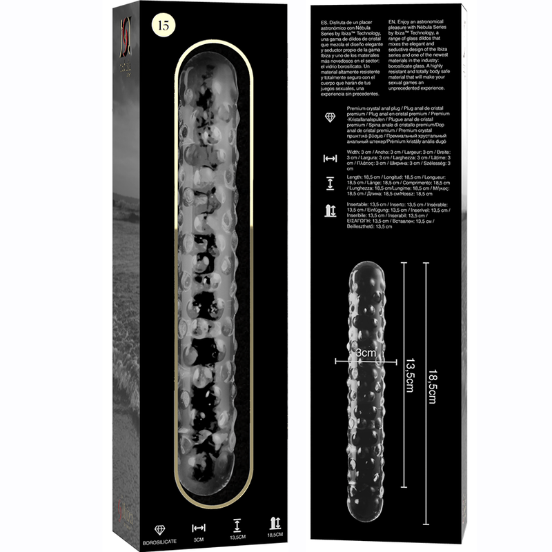 NEBULA SERIES BY IBIZA - MODELO 15 DILDO CRISTAL TRANSPARENTE 18.5 CM -O- 3 CM – Bild 5