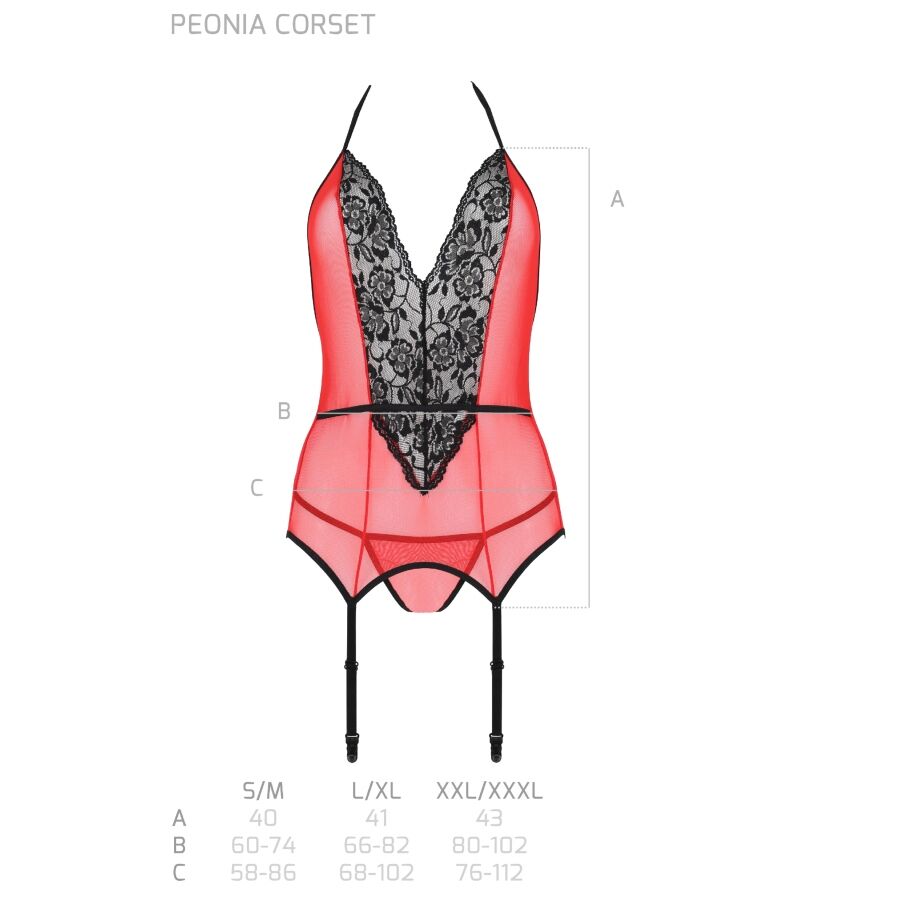 PASSION - PEONIA CORSET EROTIC LINE ROJO S/M – Bild 6