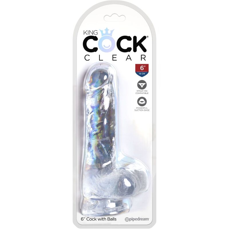KING COCK - CLEAR REALISTISCHER PENIS MIT EIEREN 13.5 CM TRANSPARENT – Bild 4