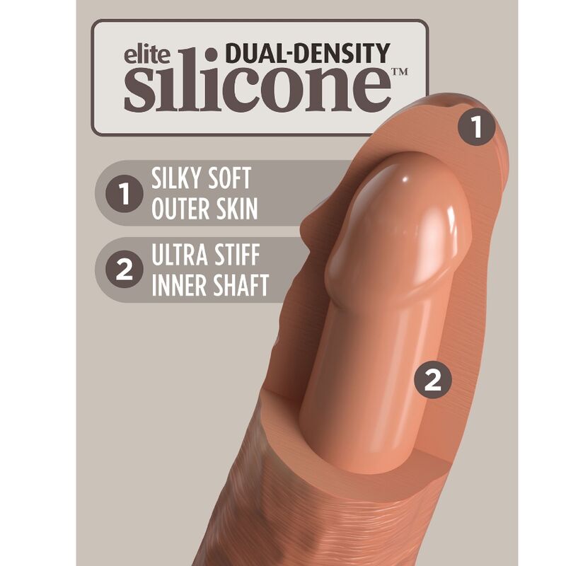 KING COCK - ELITE REALISTISCHER SILIKONDILDO 20.3 CM KARAMELL – Bild 3