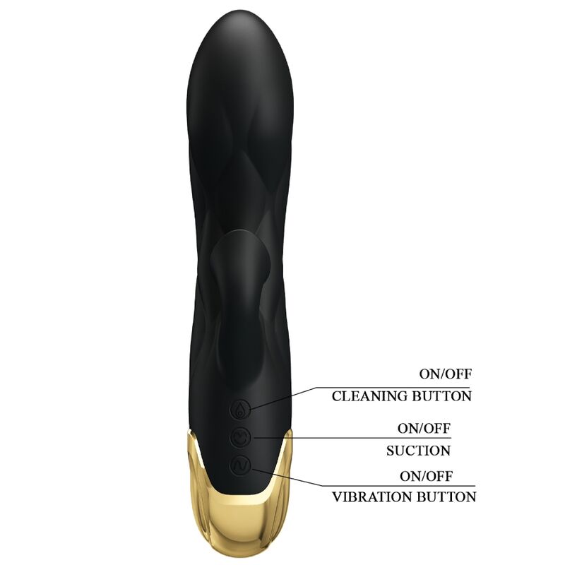 PRETTY LOVE - SCHWARZER WIEDERAUFLADBARER, VERGOLDETER LUXUSVIBRATOR – Bild 4