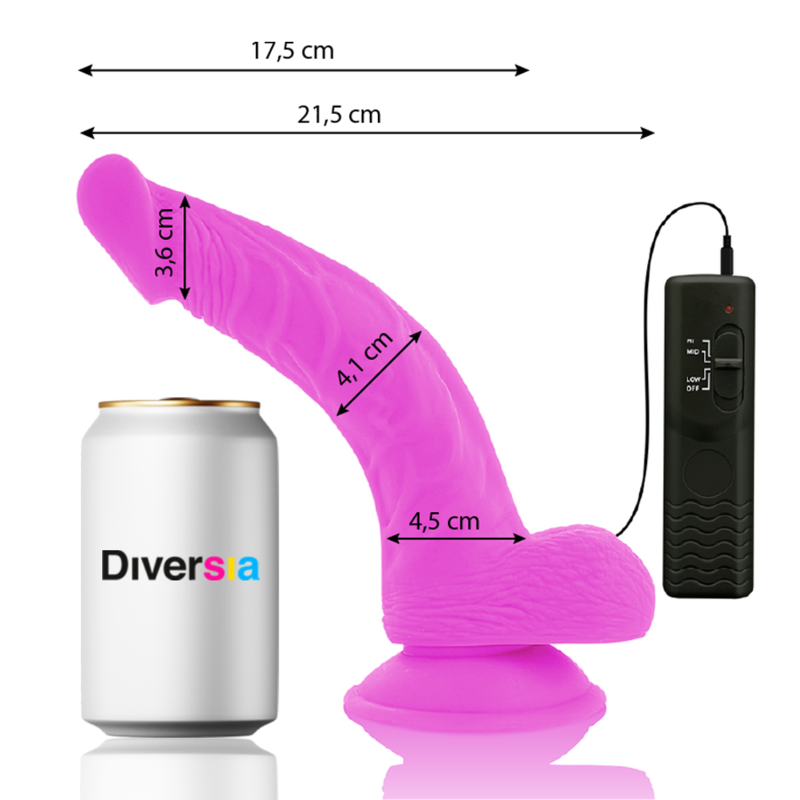 DIVERSIA - FLEXIBLER VIBRIERENDER DILDO LILA 21.5 CM -O- 4.5 CM – Bild 5