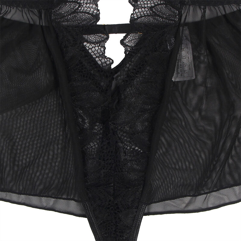 SUBBLIME - TEDDY CUELLO HALTER ESPALDA DESCUBIERTA ENCAJE NEGRO S/M – Bild 8