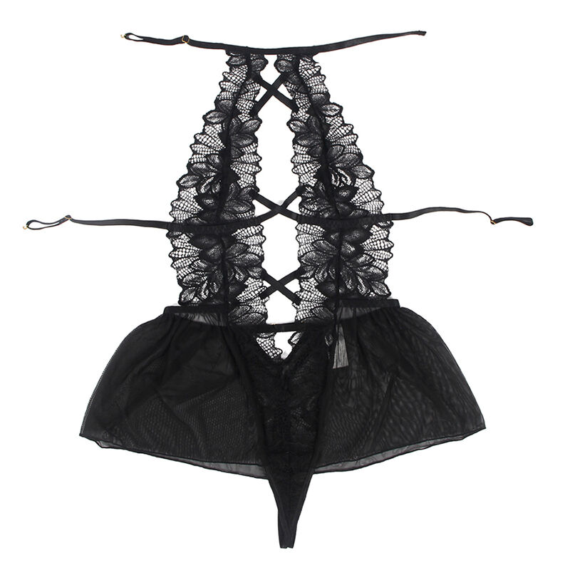 SUBBLIME - TEDDY CUELLO HALTER ESPALDA DESCUBIERTA ENCAJE NEGRO S/M – Bild 7