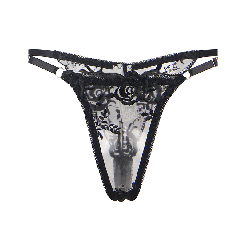 SUBBLIME - SET DE 3 PIEZAS SUJETADOR + TANGA + LIGA ESTAMPADO FLORAL NEGRO S/M – Bild 7