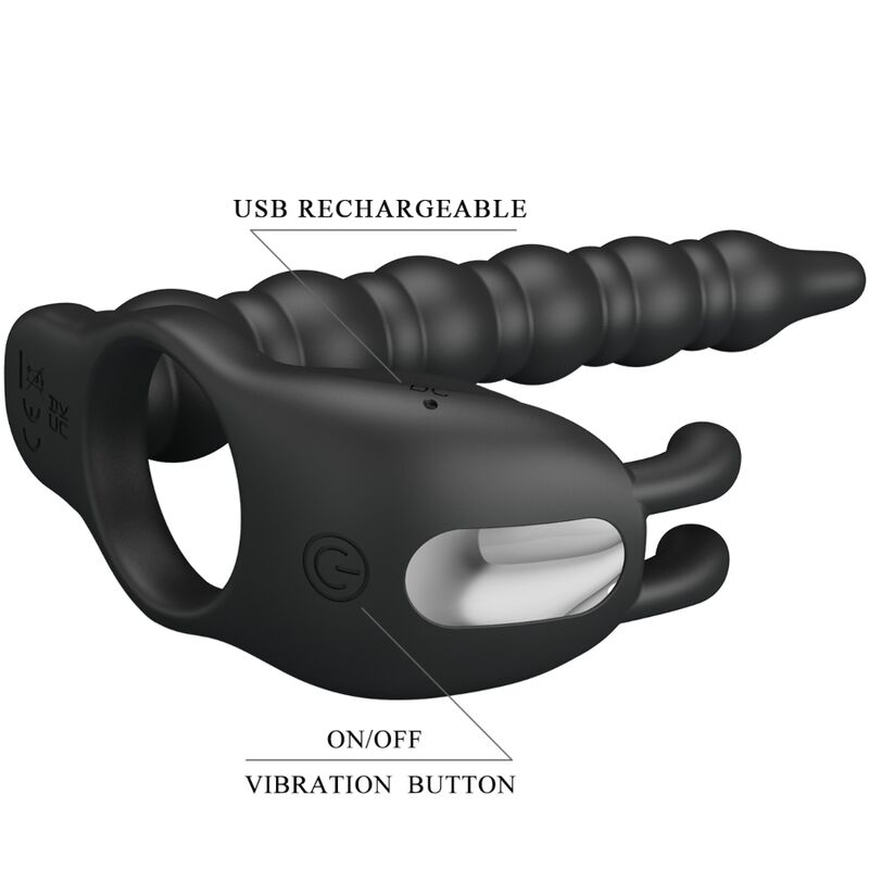 PRETTY LOVE - BLACKNEY PENISRINGE MIT VIBRATOR-PLUG – Bild 5