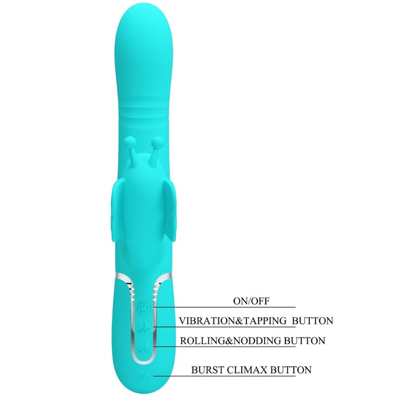 PRETTY LOVE - MULTIFUNKTIONS-KANINCHENVIBRATOR 4 IN 1 SCHMETTERLING AQUAGRÜN – Bild 7