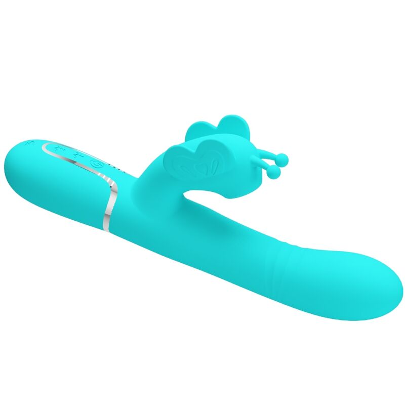 PRETTY LOVE - MULTIFUNKTIONS-KANINCHENVIBRATOR 4 IN 1 SCHMETTERLING AQUAGRÜN – Bild 6