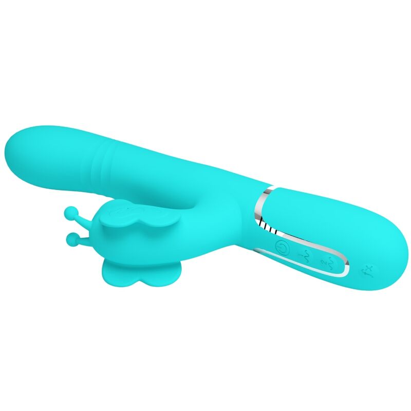 PRETTY LOVE - MULTIFUNKTIONS-KANINCHENVIBRATOR 4 IN 1 SCHMETTERLING AQUAGRÜN – Bild 5