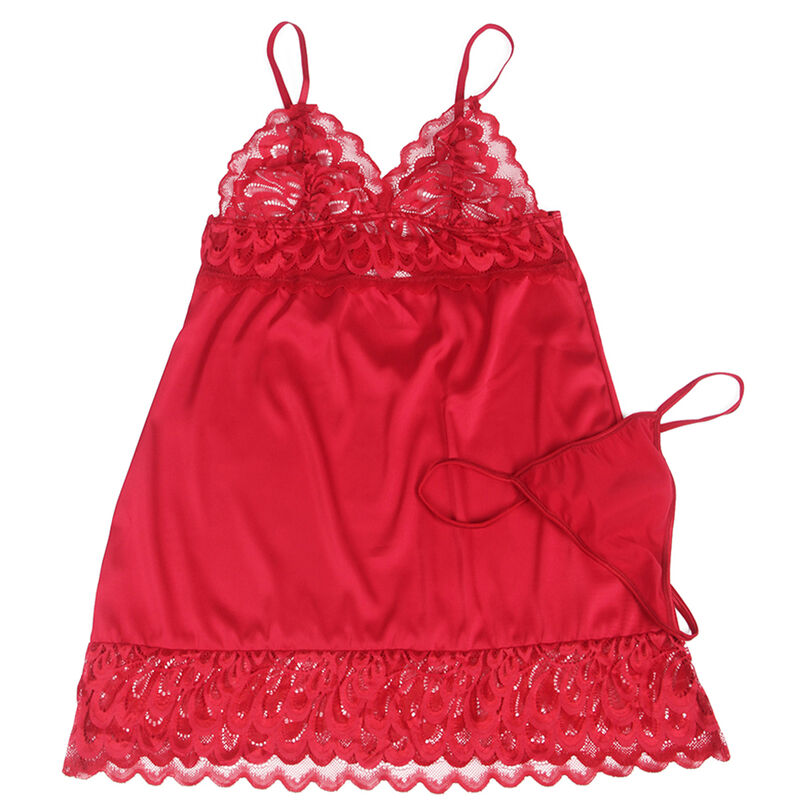 SUBBLIME - BABYDOLL SATINADO CON ENCAJE ROJO S/M – Bild 5