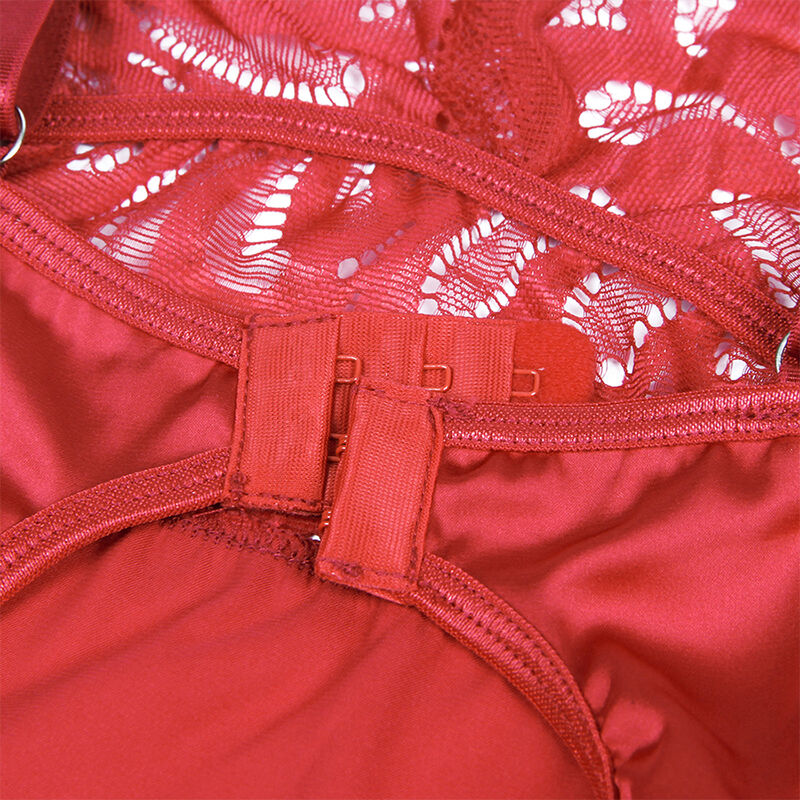 SUBBLIME - BABYDOLL SATINADO CON ENCAJE ROJO S/M – Bild 7
