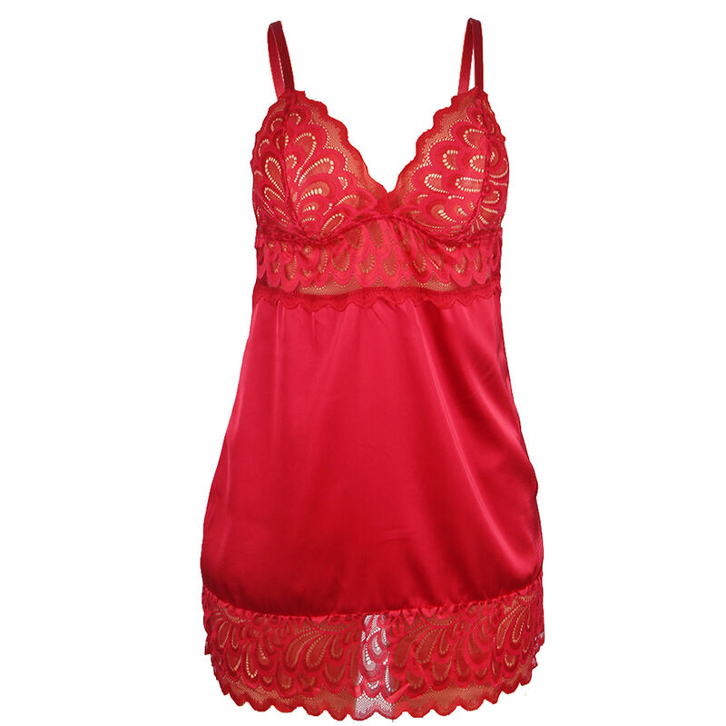 SUBBLIME - BABYDOLL SATINADO CON ENCAJE ROJO S/M – Bild 3
