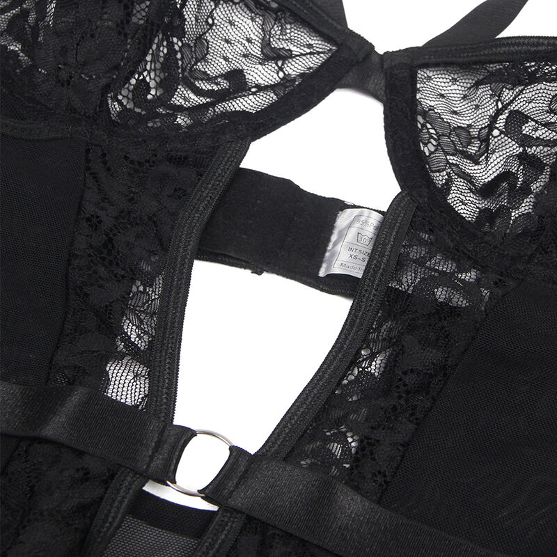SUBBLIME - TEDDY CON LIGA DETALLE ENCAJES Y TIRAS NEGRO S/M – Bild 4