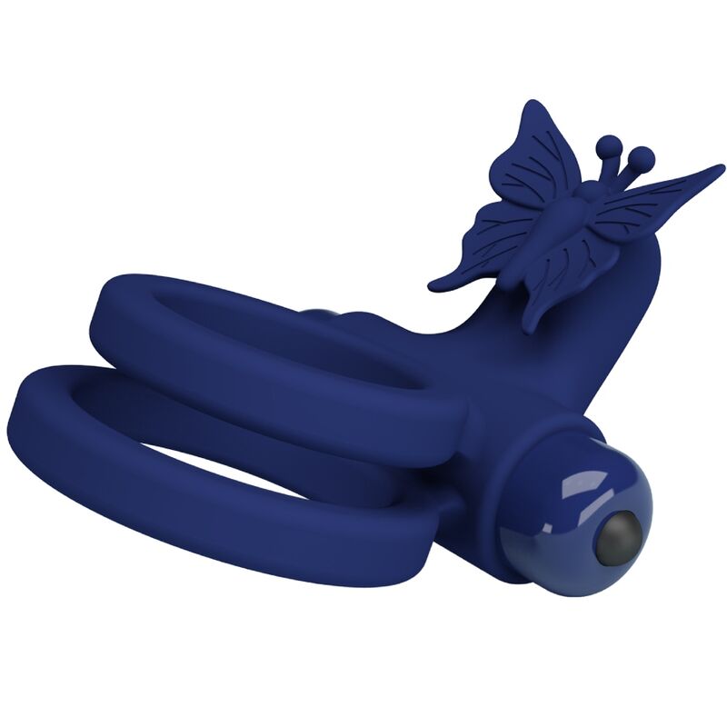 PRETTY LOVE - JAMELE DOPPELRING MIT VIBRATION & SCHMETTERLINGSTIMULATOR BLAU – Bild 9