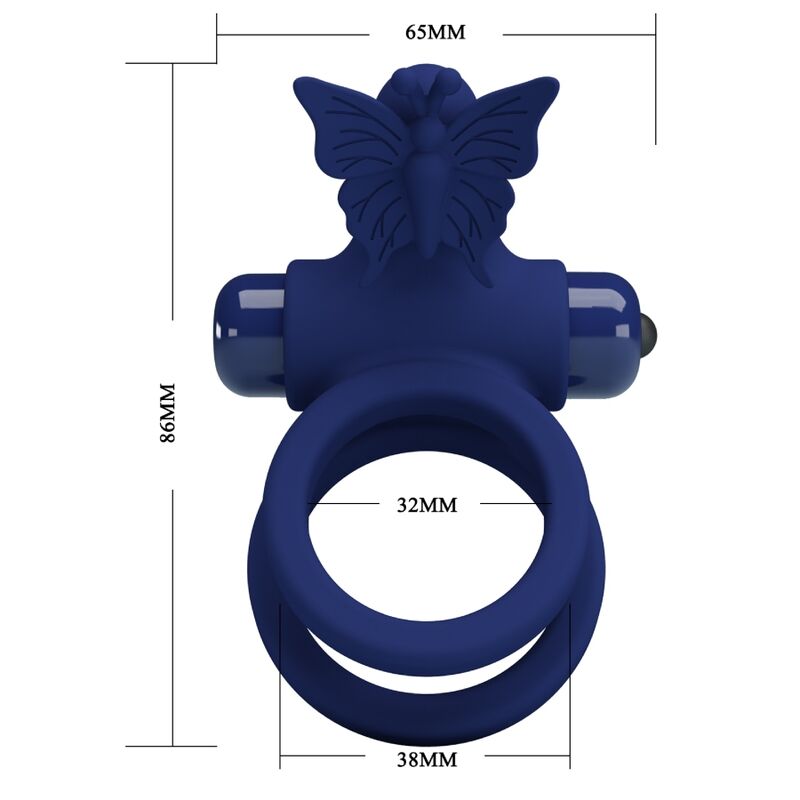 PRETTY LOVE - JAMELE DOPPELRING MIT VIBRATION & SCHMETTERLINGSTIMULATOR BLAU – Bild 7