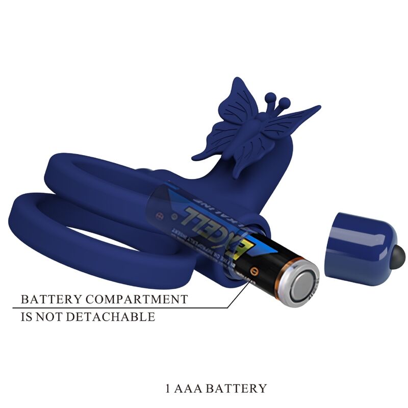 PRETTY LOVE - JAMELE DOPPELRING MIT VIBRATION & SCHMETTERLINGSTIMULATOR BLAU – Bild 6