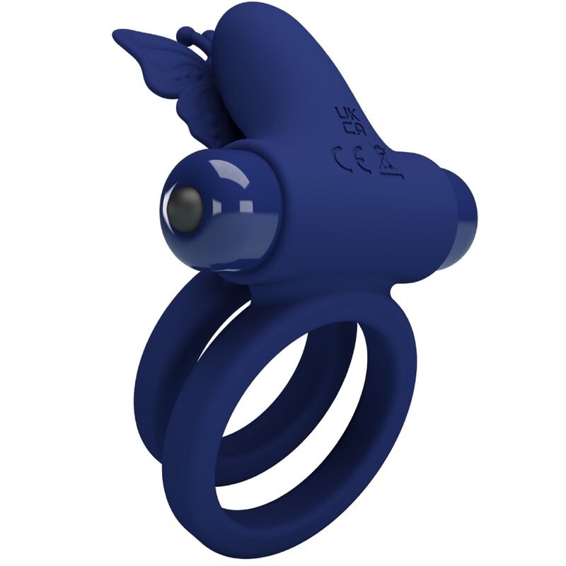 PRETTY LOVE - JAMELE DOPPELRING MIT VIBRATION & SCHMETTERLINGSTIMULATOR BLAU – Bild 4