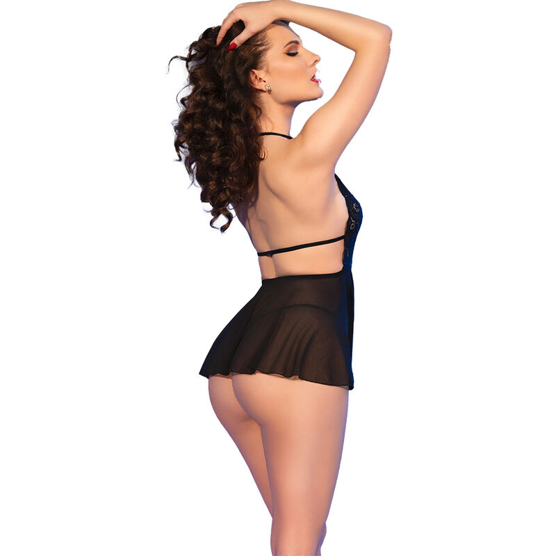 CHILIROSE - CR 4720 BABYDOLL & THONG SCHWARZ S – Bild 3