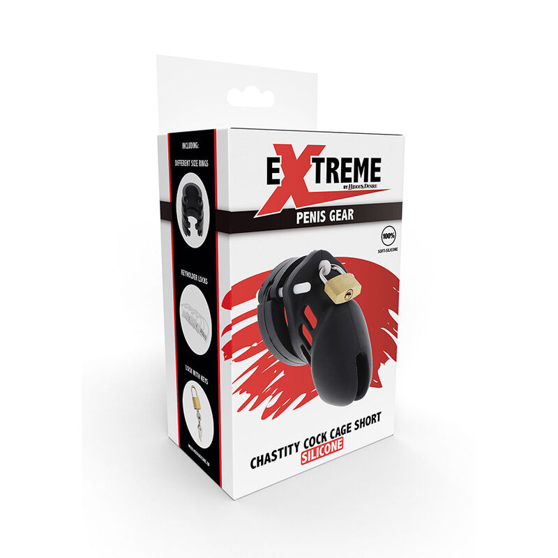 HIDDEN DESIRE - EXTREME KEUSCHHEITSPUMPENKÄFIG AUS SILIKON GRÖSSE S SCHWARZ – Bild 5