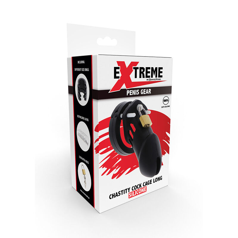 HIDDEN DESIRE - EXTREME KEUSCHHEITSPUMPENKÄFIG AUS SILIKON GRÖSSE L SCHWARZ – Bild 4