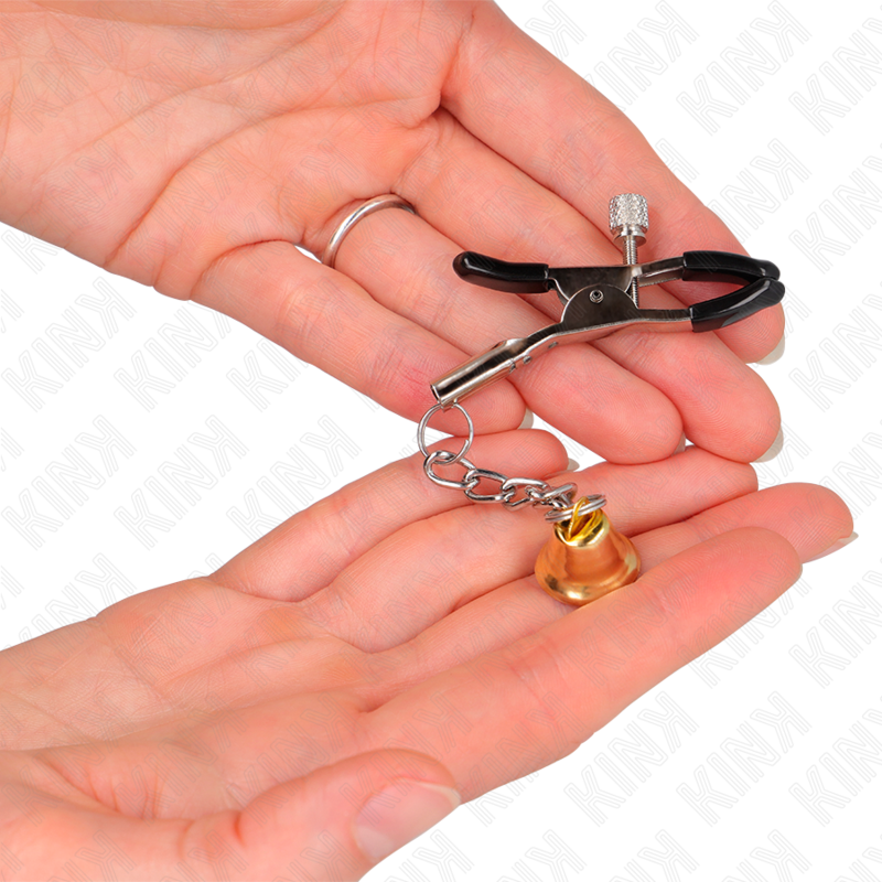 KINK - GOLDENE NIPPELKLEMMEN MIT GLOCKENANHÄNGER 6 CM – Bild 3