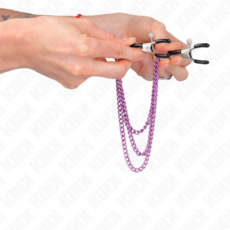 KINK - NIPPELKLEMMEN MIT 3 KETTEN LILA 20/23/28 CM – Bild 3