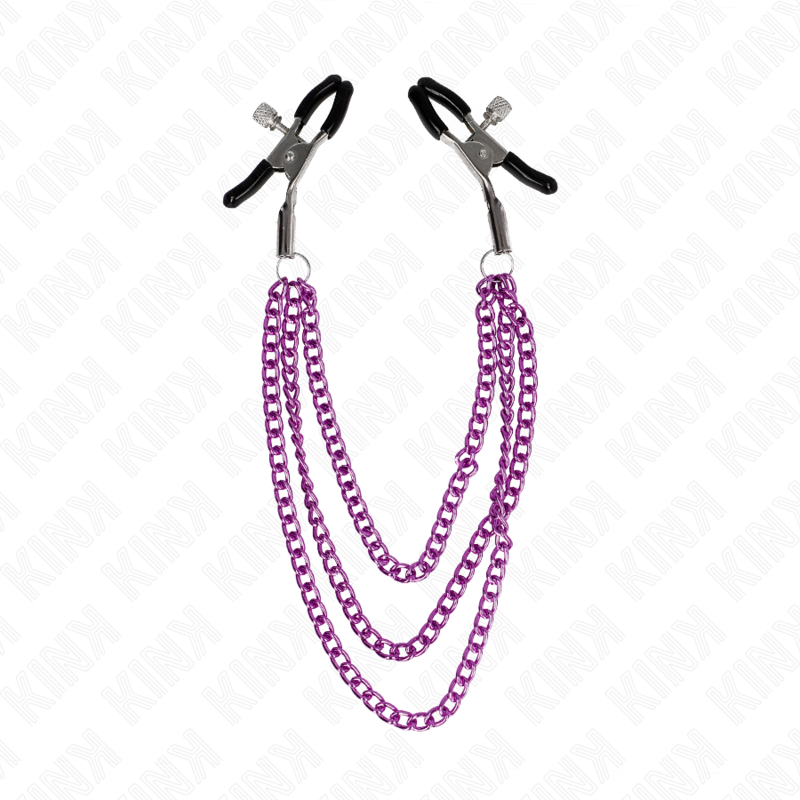 KINK - NIPPELKLEMMEN MIT 3 KETTEN LILA 20/23/28 CM – Bild 5