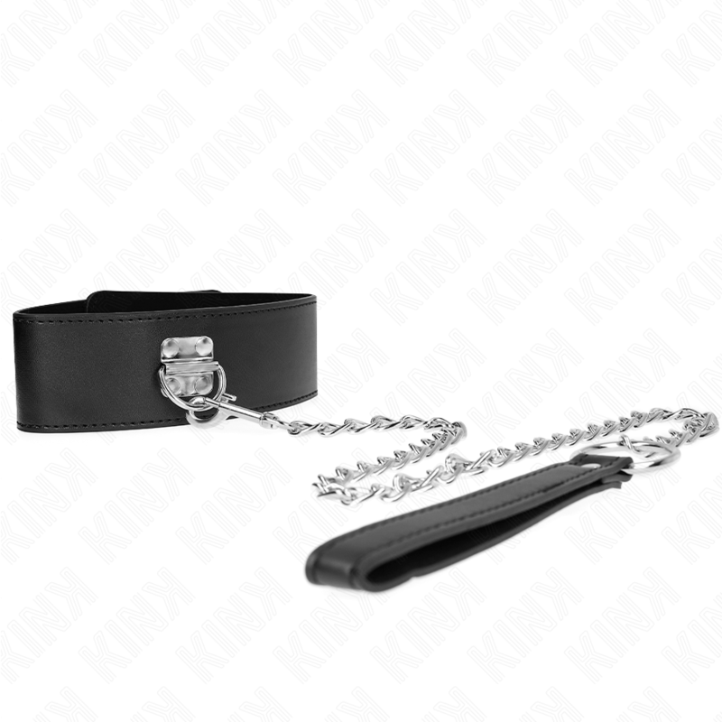 KINK - HALSKETTE MIT GÜRTEL 65 CM MIT BREITEM SCHWARZEN RIEMEN VERSTELLBAR 33,5-41 CM X 5 CM – Bild 2