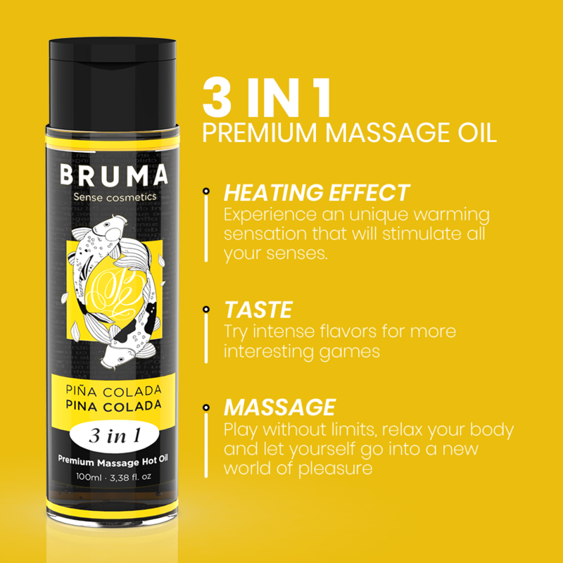 BRUMA - PREMIUM-MASSAGEÖL MIT WÄRMEEFFEKT, PINA COLADA-GESCHMACK 3 IN 1 - 100 ML – Bild 3