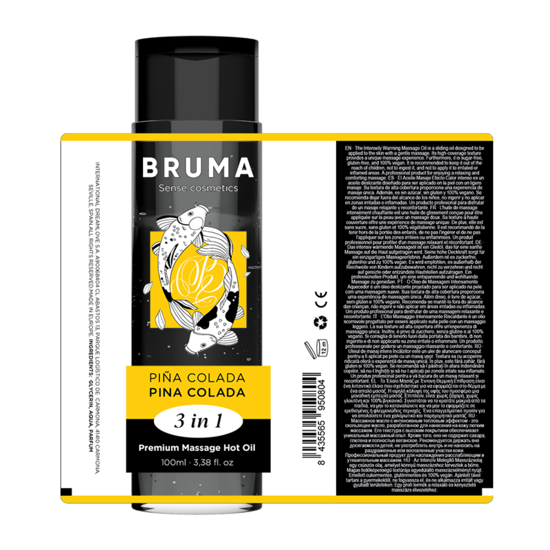 BRUMA - PREMIUM-MASSAGEÖL MIT WÄRMEEFFEKT, PINA COLADA-GESCHMACK 3 IN 1 - 100 ML – Bild 5