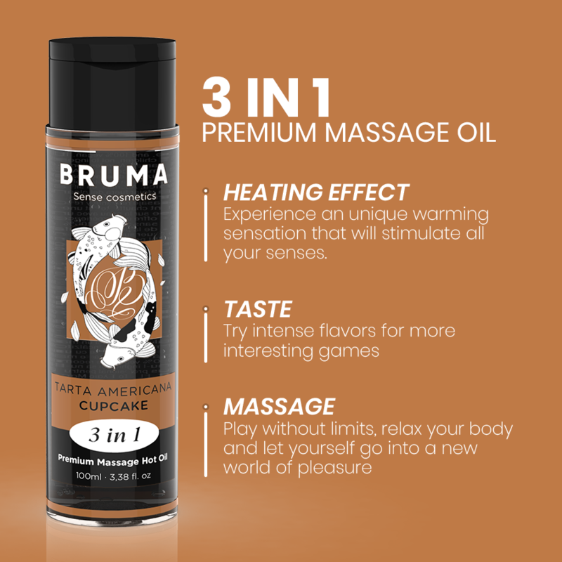 BRUMA - PREMIUM-MASSAGEÖL MIT WÄRMEEFFEKT, CUPCAKE-GESCHMACK 3 IN 1 - 100 ML – Bild 3