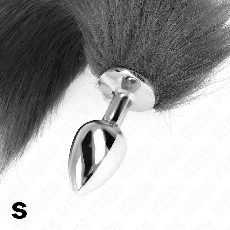 KINK - ANAL PLUG GRÖSSE S 7 X 3 CM MIT KUNSTSTOFFSCHWANZ 40 CM GRAU UND WEISS – Bild 4