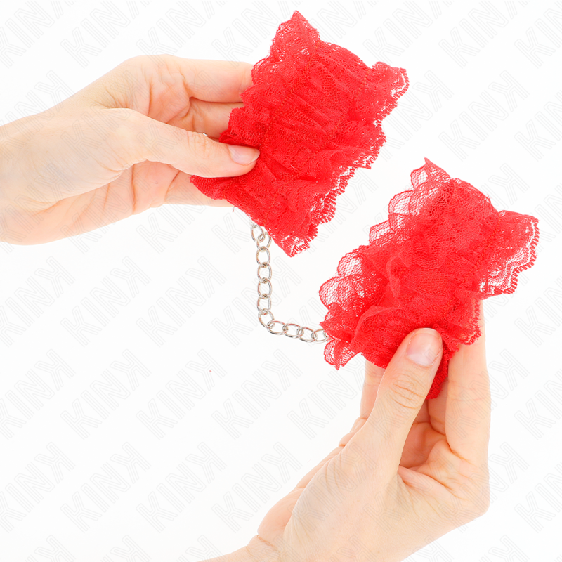 KINK - ELASTISCHE HANDGELENKSFESSELN AUS SPITZE ROT – Bild 4