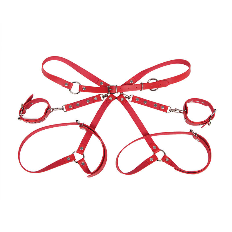 SUBBLIME - 953706 HANDSCHELLEN MIT BONDAGE-GÜRTEL ROT EINE GRÖSSE – Bild 8