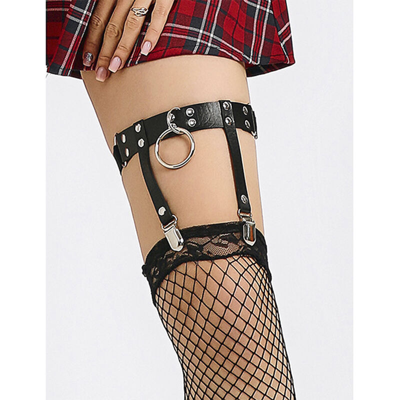 SUBBLIME - 953744 VERSTELLBARES PUNK-STRUMPFHOSE AUS LEDER SCHWARZ EINE GRÖSSE – Bild 12
