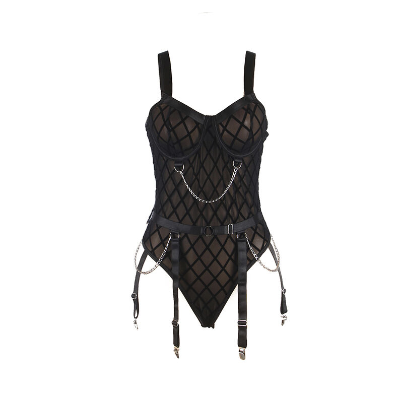 SUBBLIME - 9542277 BODY MIT KETTEN + STRUMPFGÜRTEL SCHWARZ L/XL – Bild 4