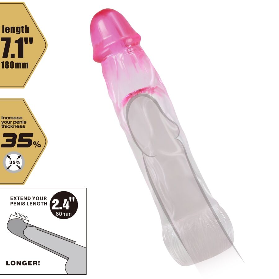 PRETTY LOVE - NERON REALISTISCHE 6 CM PENISVERGRÖSSERUNGSHÜLSE ROSA – Bild 3