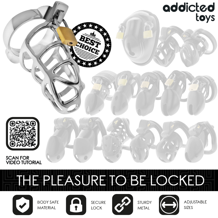 ADDICTED TOYS LOCKED - SILBERNES SCHLOSS PENISKÄFIG METALL GRÖSSE M – Bild 4