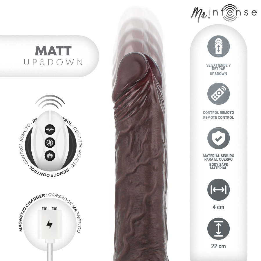 MR INTENSE – MATT REALISTISCHES MULTIFUNKTIONS-MOTOR MIT VIBRATION, AUF- UND AB-FERNBEDIENUNG, 22 CM – O – 4 CM – Bild 2