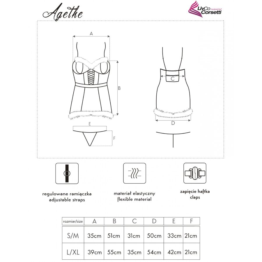 LIVCO CORSETTI FASHION - AGETHE LC 90607 CHEMISE + STRING + WEIHNACHTSMÜTZE L/XL – Bild 6
