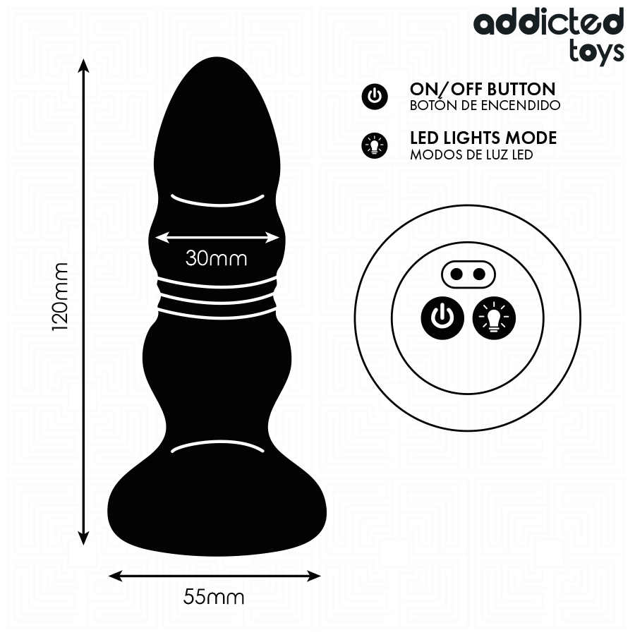 ADDICTED TOYS – ROTIERENDER VIBRIERENDER ANALPLUG MIT LED-LICHT UND FERNBEDIENUNG – Bild 6